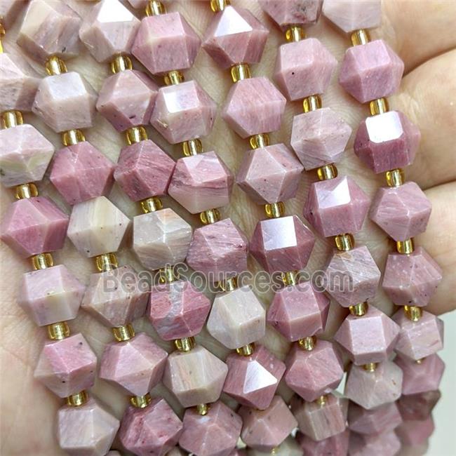 Natural Pink Wood Lace Jasper Beads Cut Bicone