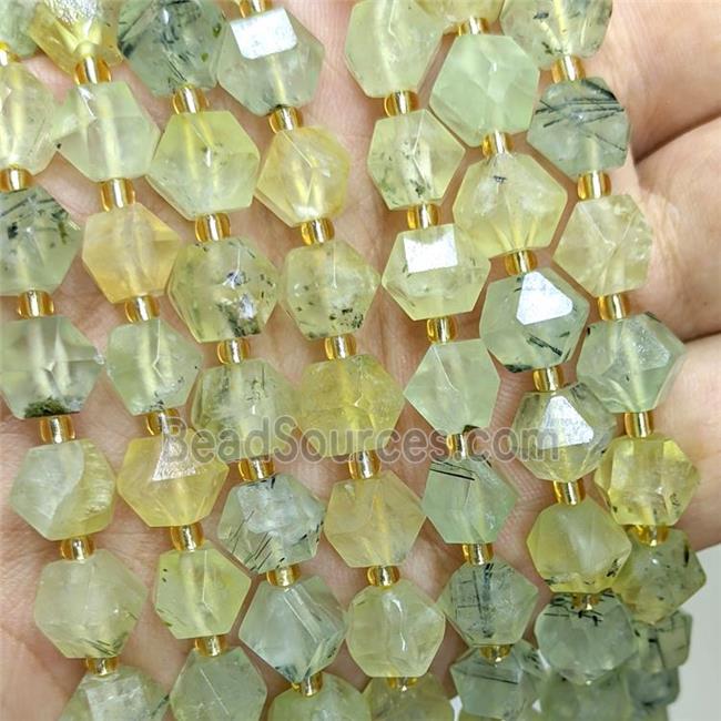 Natural Green Prehnite Beads Cut Bicone