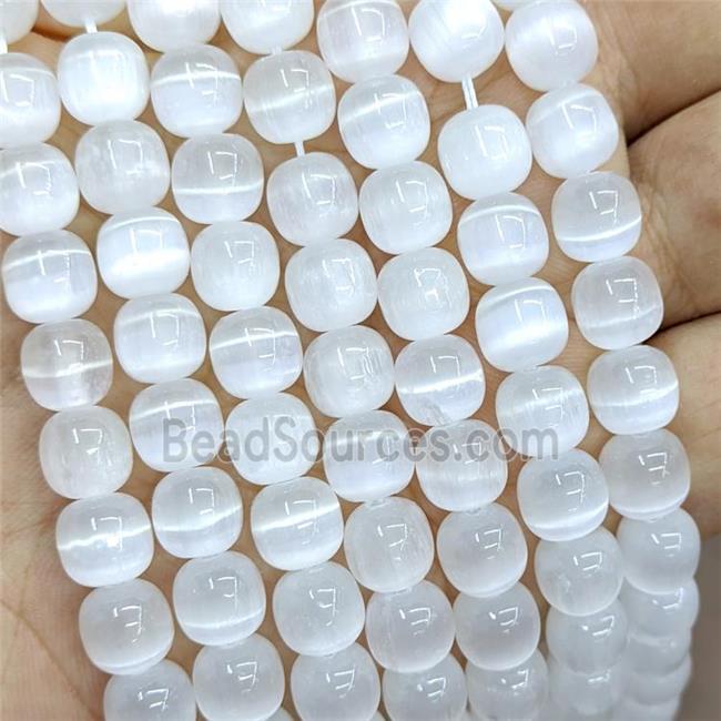 Natural Selenite Barrel Beads White Dye