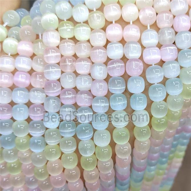 Natural Selenite Barrel Beads Dye Multicolor