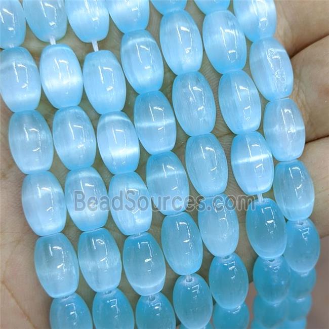 Natural Selenite Rice Beads Aqua Dye