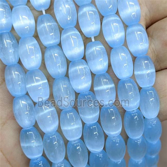 Natural Selenite Rice Beads Blue Dye