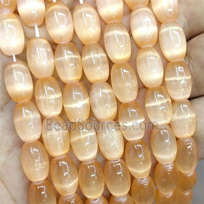 Natural Selenite Rice Beads Peach Dye