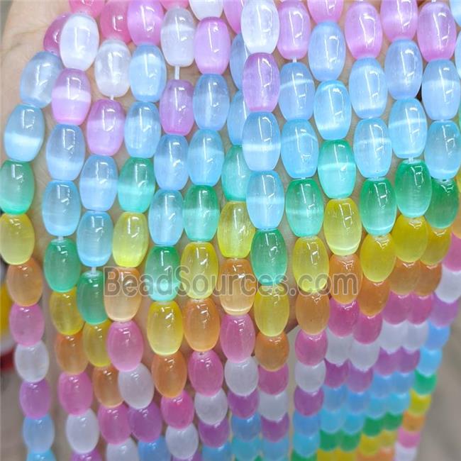 Natural Selenite Rice Beads Dye Multicolor