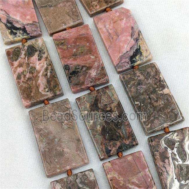 Natural Chinese Rhodonite Rectangle Beads