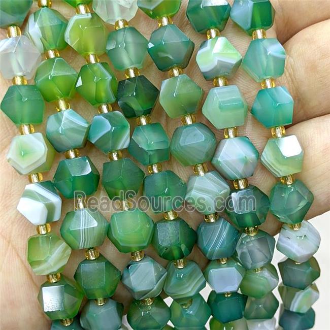 Green Stripe Agate Beads Dye Band Cut Bicone