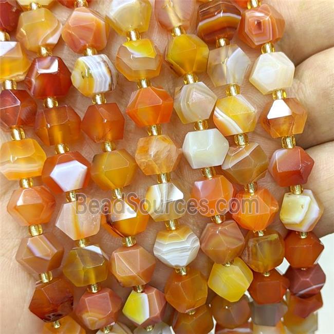 Orange Stripe Agate Beads Dye Band Cut Bicone