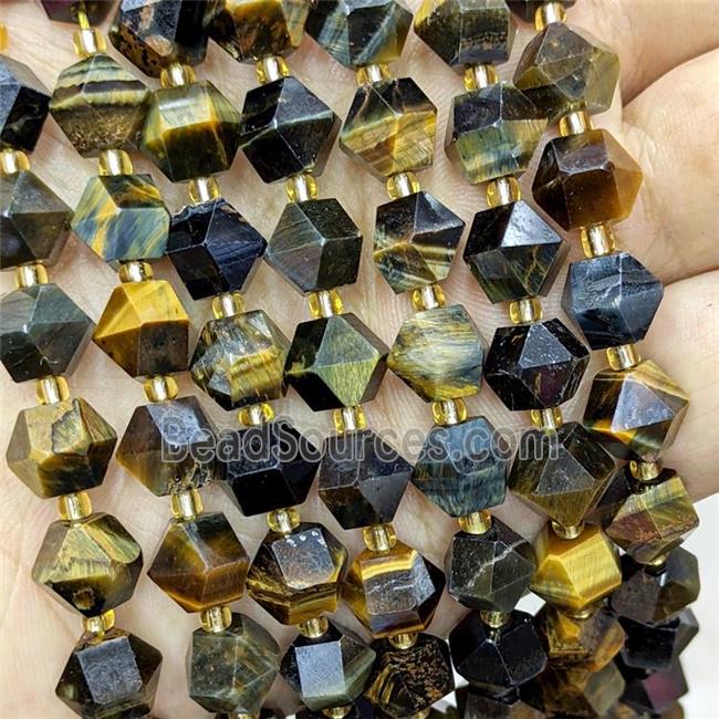 Tiger Eye Stone Beads InkYellow Cut Bicone