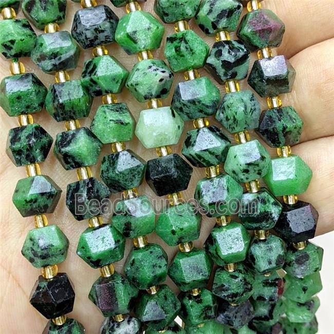 Natural Ruby In Zoisite Beads Green Cut Bicone