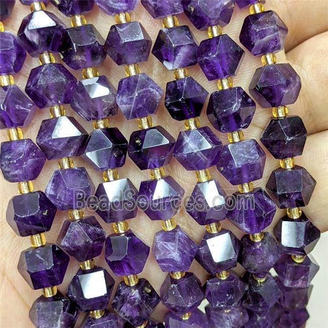 Natural Amethyst Beads Purple Cut Bicone