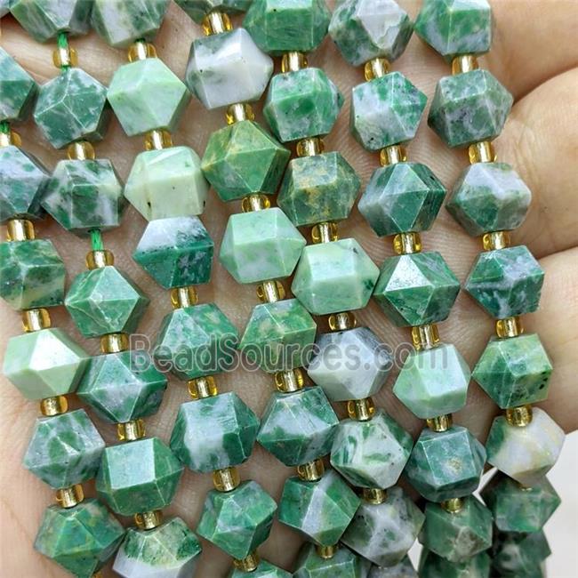 Green Spotted Jasper Beads Cut Bicone