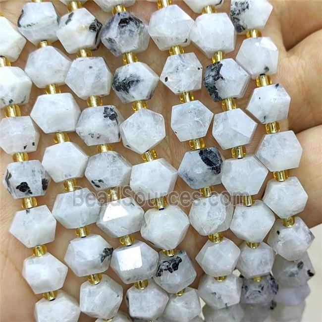 Natural White Moonstone Beads Cut Bicone