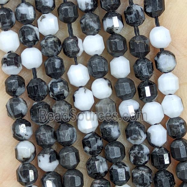 Natural Zebra Jasper Beads Prism Black White