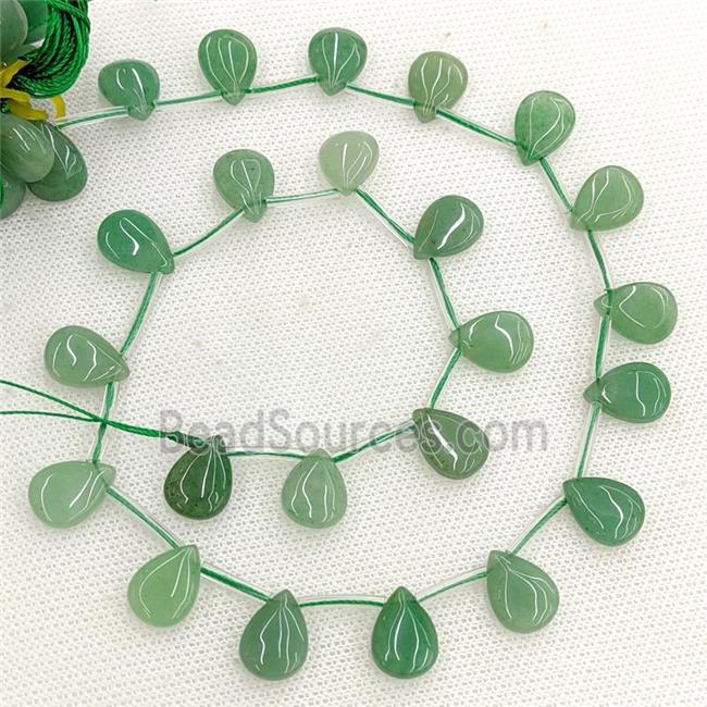 Natural Green Aventurine Beads Teardrop Topdrilled