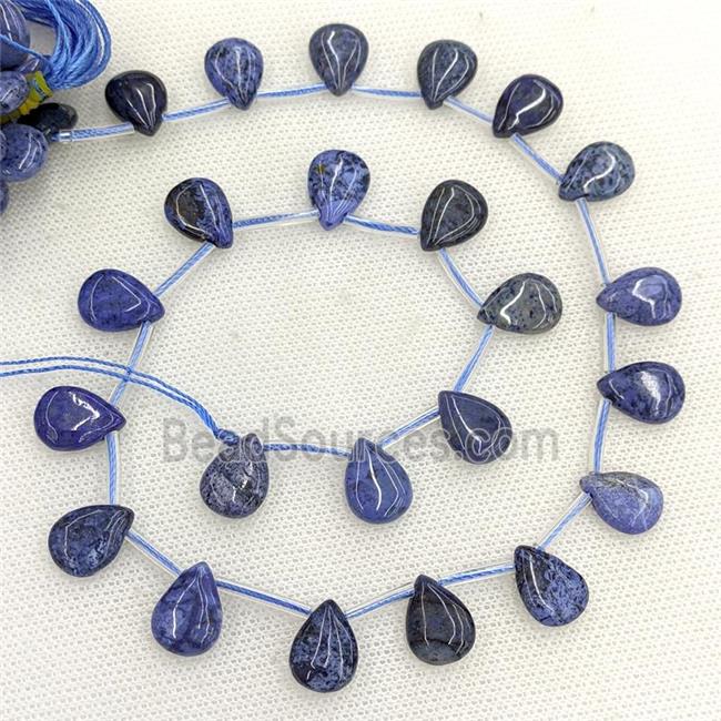 Natural Blue Dumortierite Beads Teardrop Topdrilled