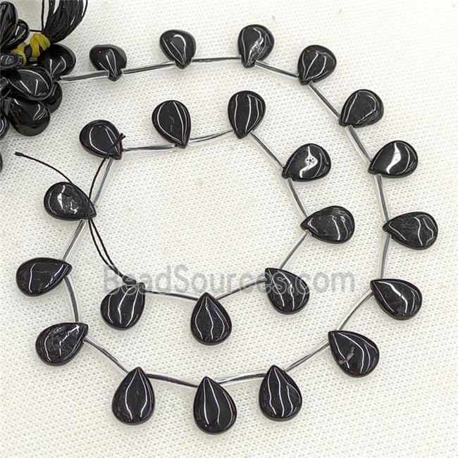 Natural Black Tourmaline Beads Teardrop Topdrilled