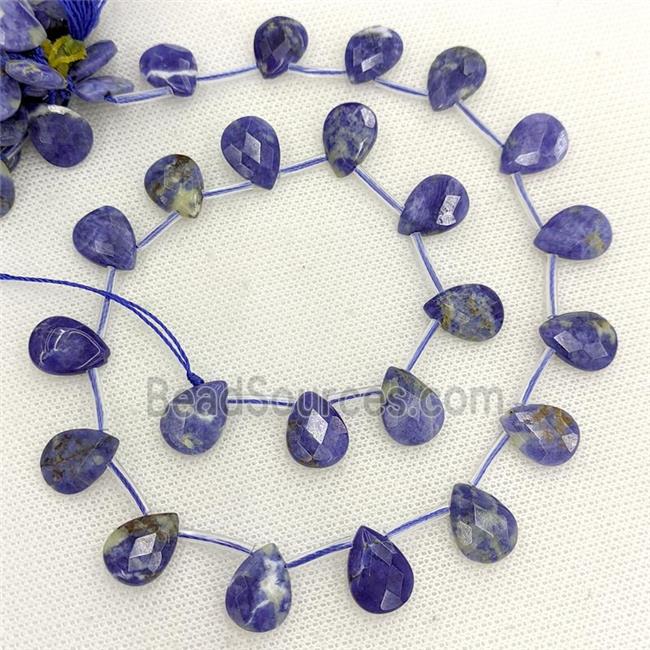 Natural Blue Sodalite Beads Faceted Teardrop Topdrilled