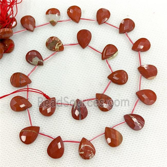 Natural Red Jasper Beads Faceted Teardrop Topdrilled