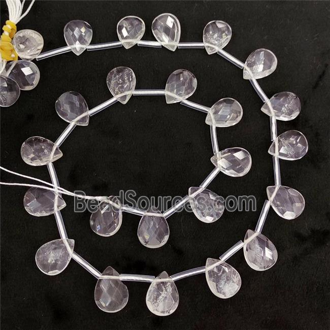 Natural Clear Quartz Beads Faceted Teardrop Topdrilled