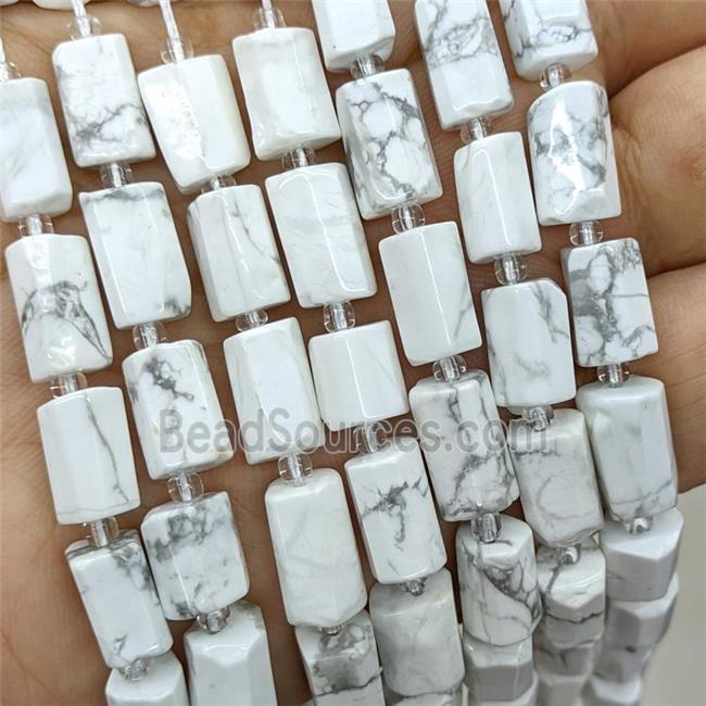 Natural White Howlite Turquoise Tube Beads