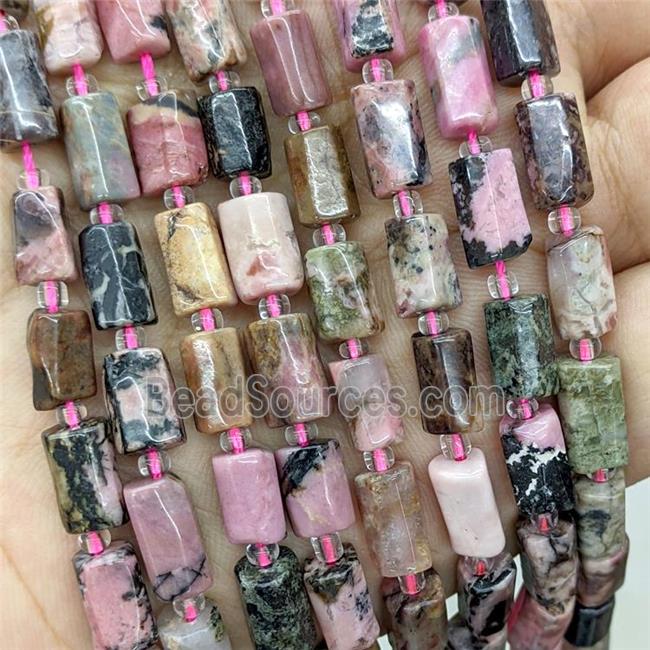 Natural Chinese Rhodonite Tube Beads Pink