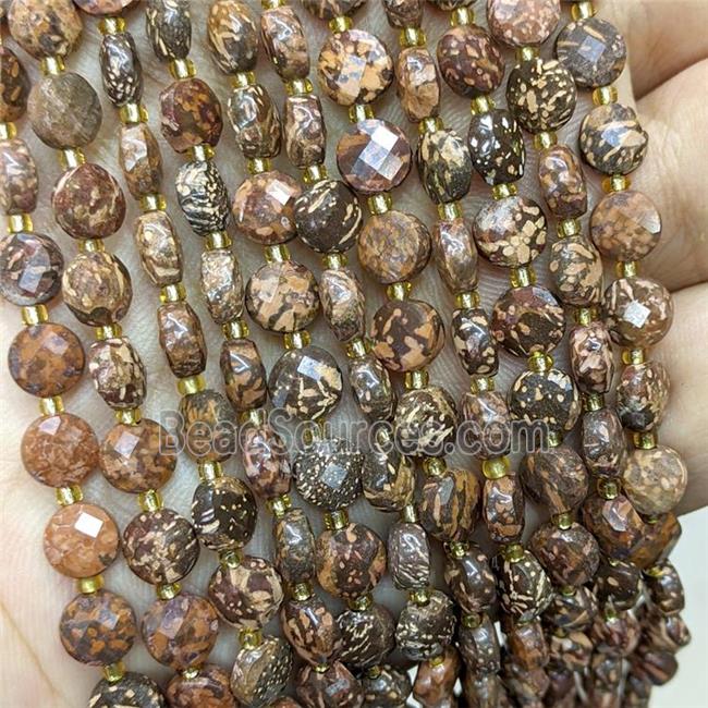 Firework Jasper Beads Faceted Coin