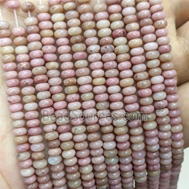 Natural Pink Wood Lace Jasper Beads Smooth Rondelle