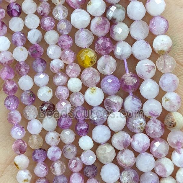 Natural Brazilian Lepidolite Beads Purple Faceted Round