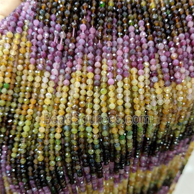 Natural Multicolor Tourmaline Beads Tiny Faceted Round