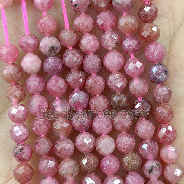 Natural Rhodonite Beads Red Faceted Round