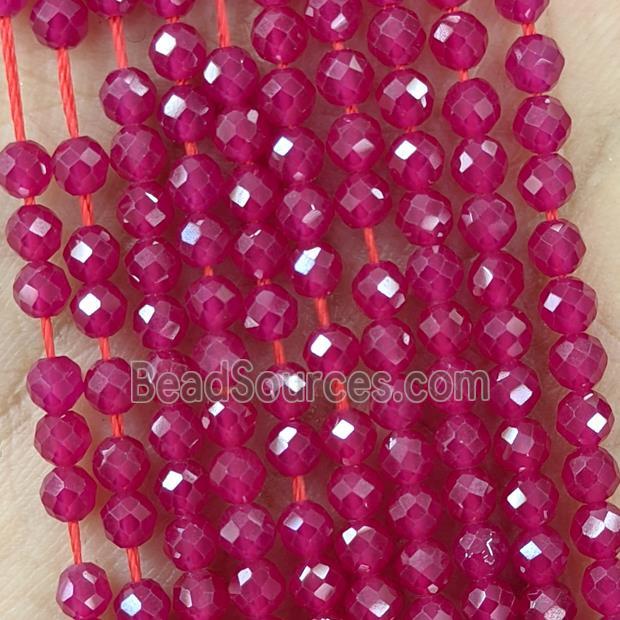 Natural Corundum Beads Red Dye Faceted Round