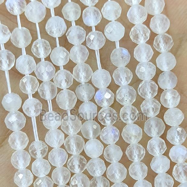 Natural White Moonstone Beads Pony Rainbow Faceted Round