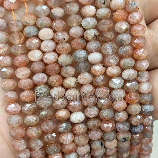 Natural Golden Spot Sunstone Beads Orange Faceted Rondelle B-Grade