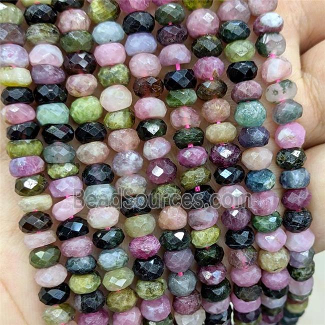 Natural Tourmaline Beads Multicolor Faceted Rondelle