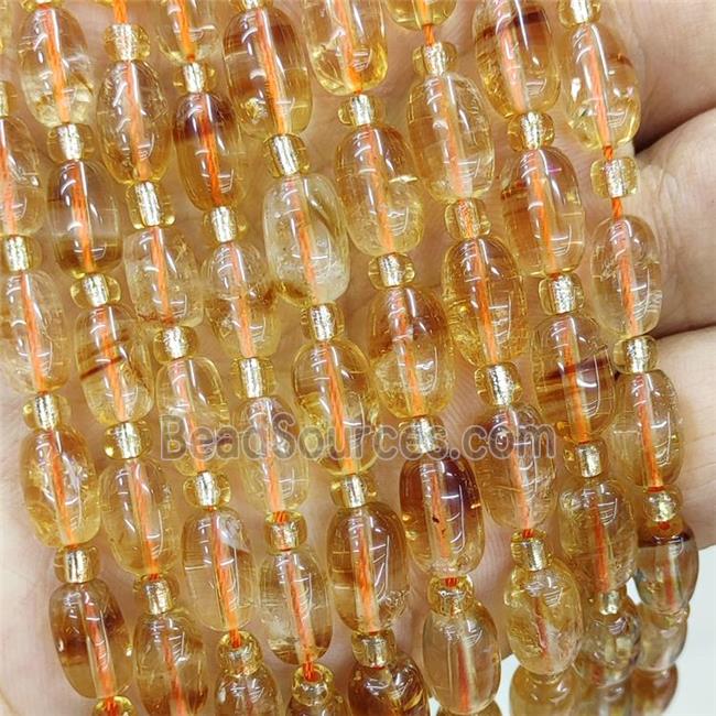 Natural Citrine Barrel Beads Golden