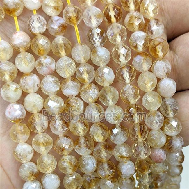 Natural Citrine Beads Faceted Round Golden B-Grade