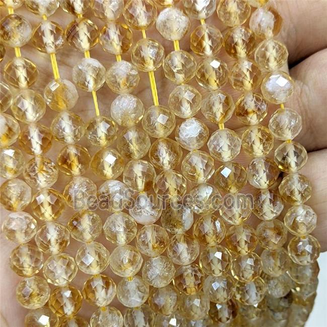 Natural Citrine Beads Faceted Round Golden