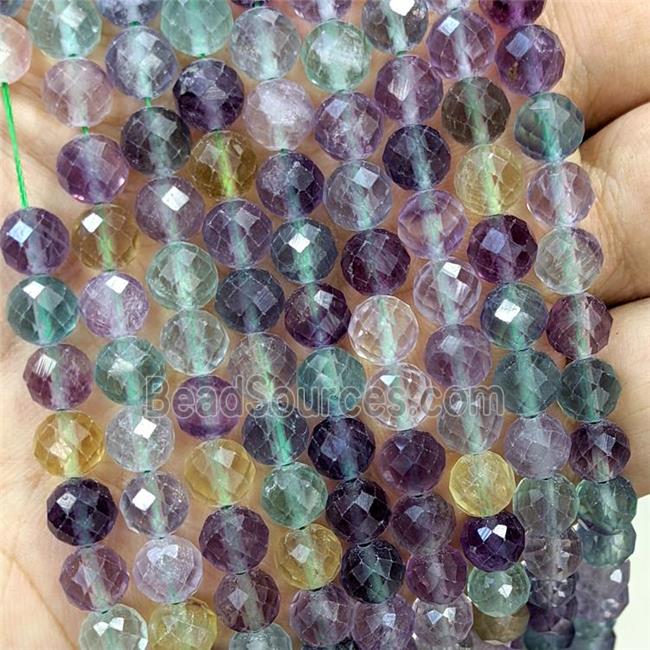 Natural Fluorite Beads Multicolor Faceted Round