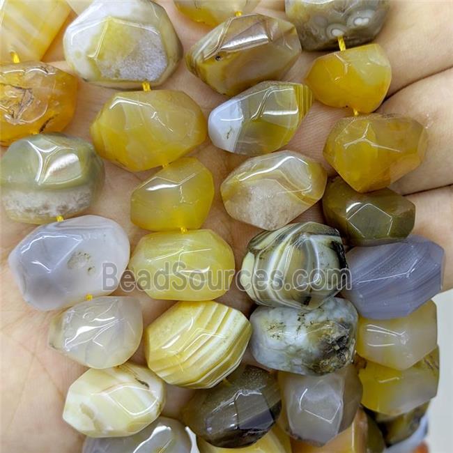 Natural Yellow Botswana Agate Nugget Beads Freeform