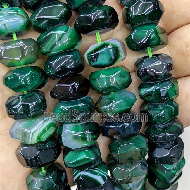 Natural Agate Beads Green Dye Faceted Rondelle