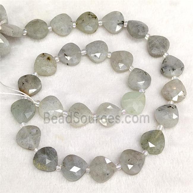 Natural Labradorite Beads Gray Faceted Teardrop