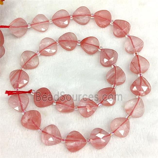 Synthetic Red Quartz Beads Faceted Teardrop