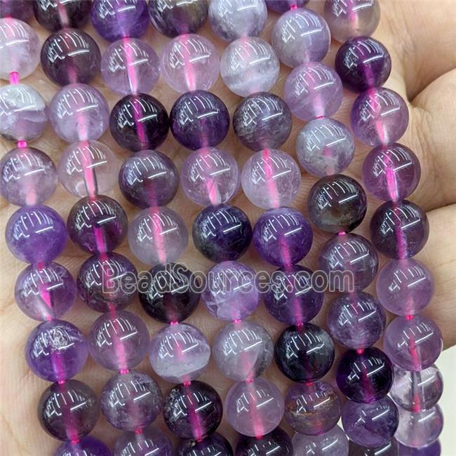 Natural Purple Amethyst Beads Smooth Round