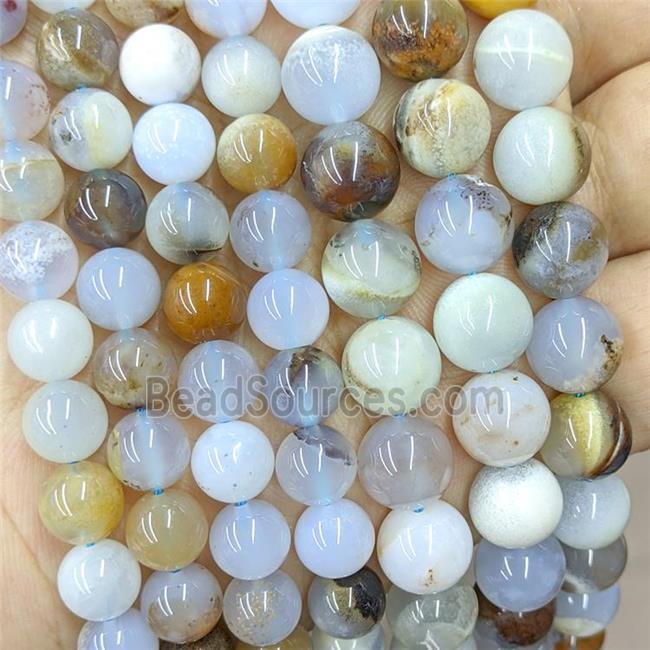 Natural Blue Chalcedony Beads Smooth Round B-Grade