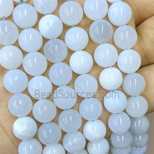 Natural Blue Chalcedony Beads Smooth Round