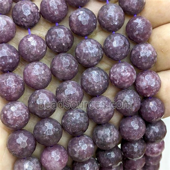 Natural Purple Chinese Lepidolite Beads Dye Faceted Round