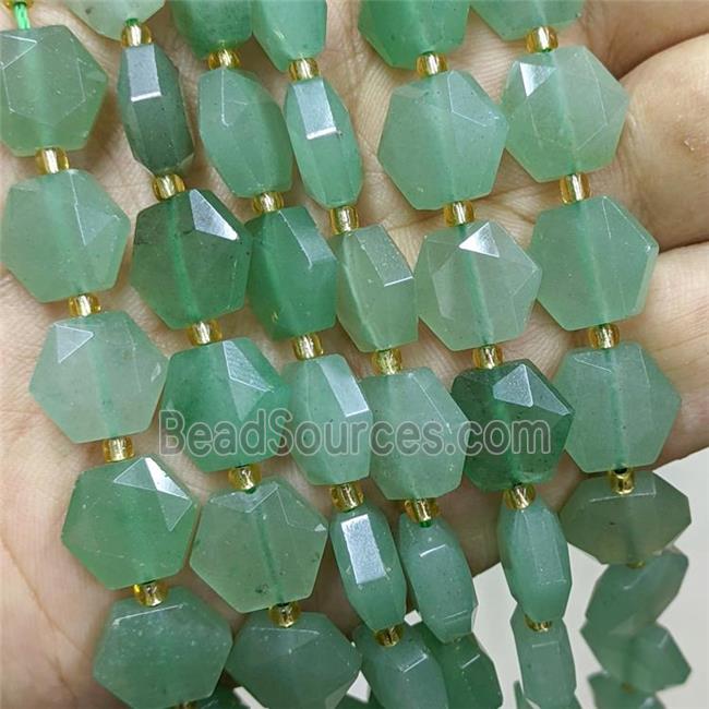 Natural Green Aventurine Hexagon Beads