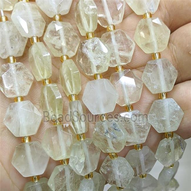 Natural Lemon Quartz Hexagon Beads