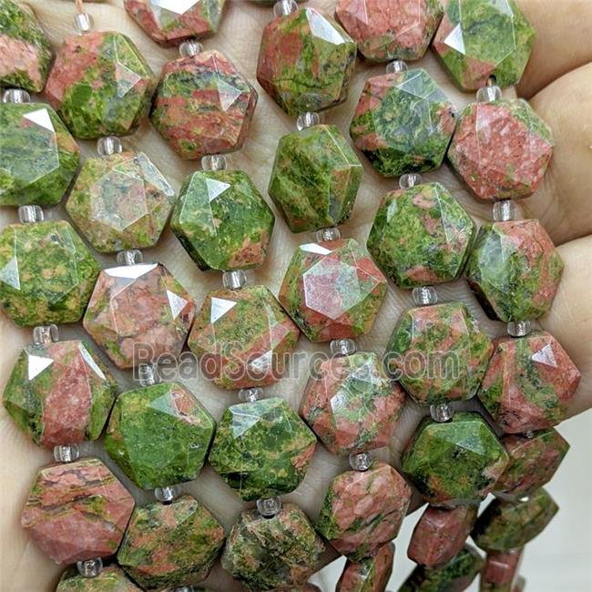 Natural Unakite Hexagon Beads