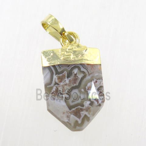 botswana agate arrowhead pendant, gold plated